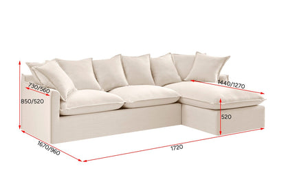 Brosa Palermo 3 Seater Modular Sofabed with Right Chaise (Classic Cream)