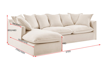 Brosa Palermo 3 Seater Modular Sofa with Left Chaise (Classic Cream)