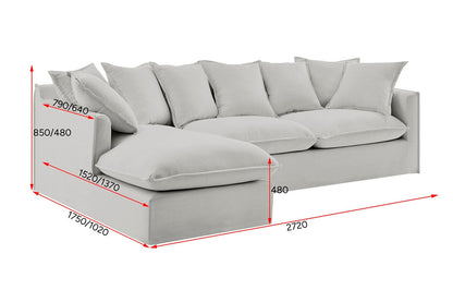 Brosa Palermo 3 Seater Modular Sofa with Left Chaise (Grey)