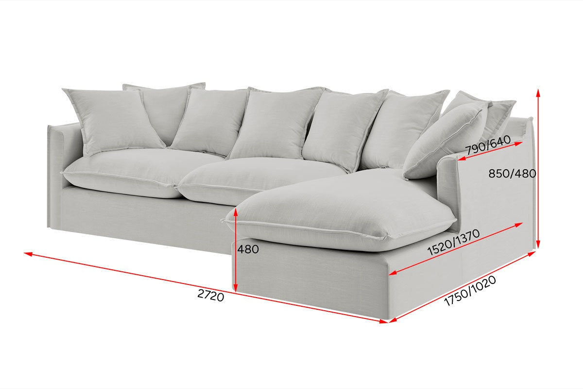 Brosa Palermo 3 Seater Modular Sofa with Right Chaise (Grey)