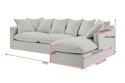 Brosa Palermo 3 Seater Modular Sofa with Right Chaise (Grey)