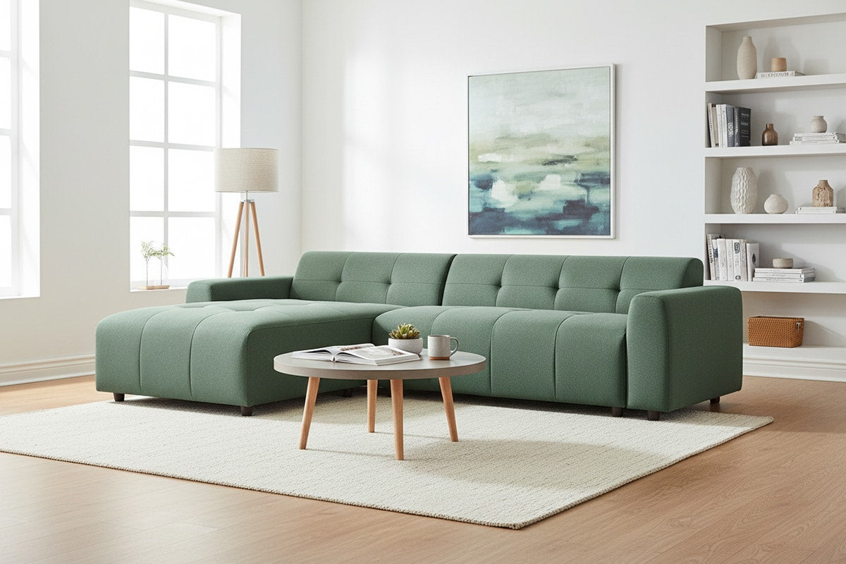Brosa Quinn 4 Seater Sofa with Reversible Chaise (Green)