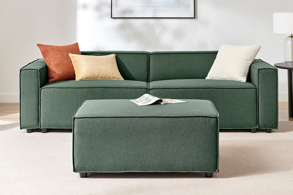 Brosa Russo 3 Seater Sofa with Ottoman (Green)