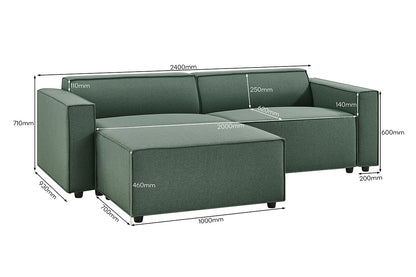 Brosa Russo 3 Seater Sofa with Ottoman (Green)