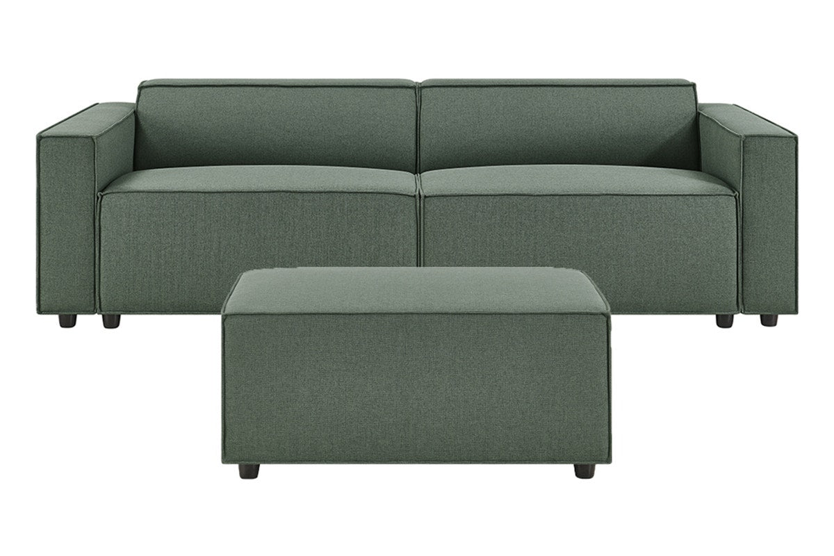 Brosa Russo 3 Seater Sofa with Ottoman (Green)