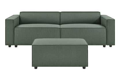 Brosa Russo 3 Seater Sofa with Ottoman (Green)