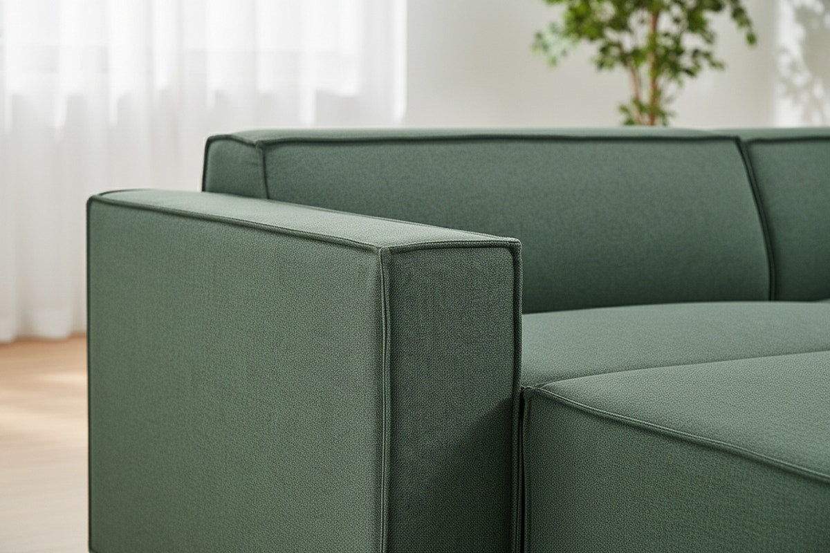 Brosa Russo 3 Seater Sofa with Ottoman (Green)