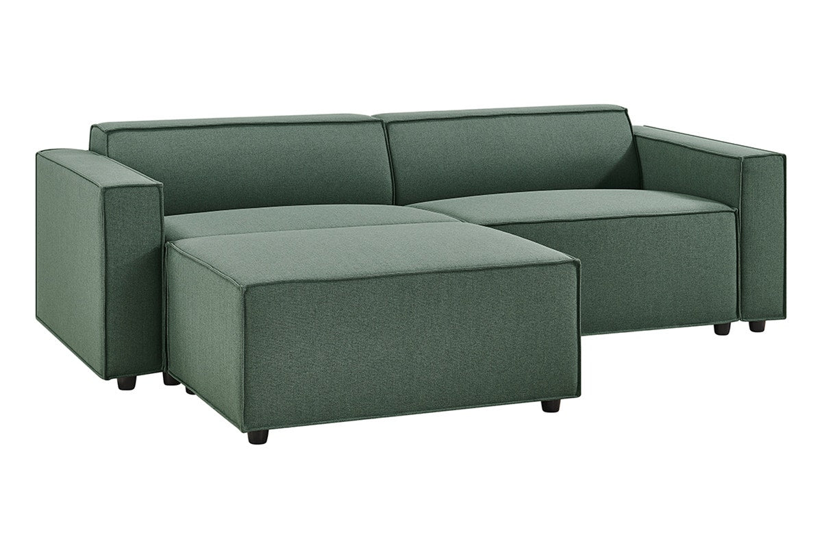 Brosa Russo 3 Seater Sofa with Ottoman (Green)