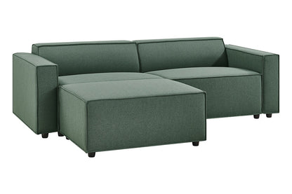 Brosa Russo 3 Seater Sofa with Ottoman (Green)