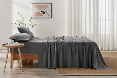 Brosa Stonewashed Cotton Sheet Set Charcoal King