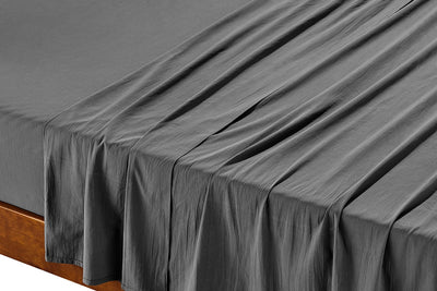 Brosa Stonewashed Cotton Sheet Set Charcoal King Single