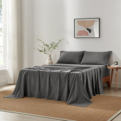 Brosa Stonewashed Cotton Sheet Set Charcoal King