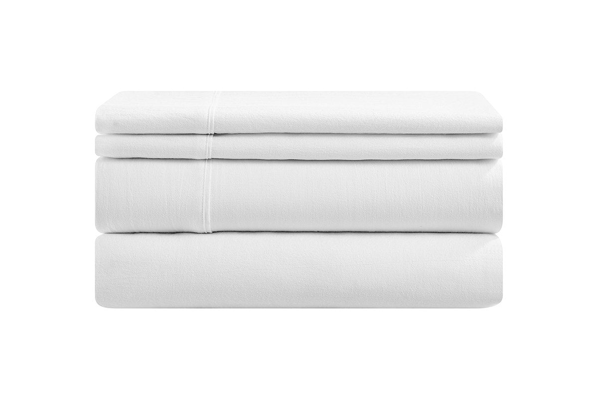 Brosa Stonewashed Cotton Sheet Set (White, Double)