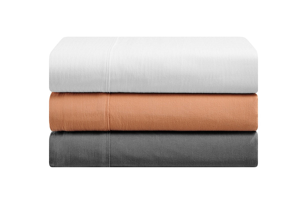 Brosa Stonewashed Cotton Sheet Set (White, Single)
