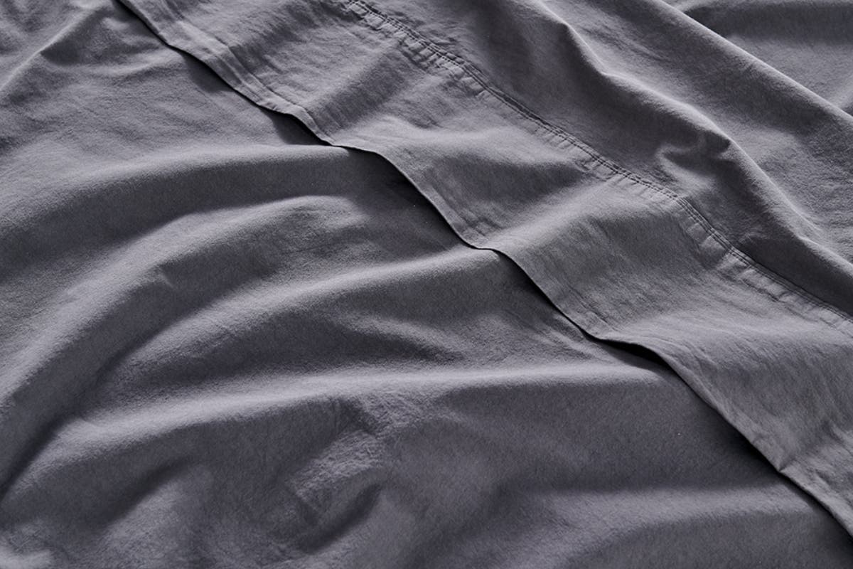 Brosa Sydney Stonewash Cotton Bed Sheet Set (Double, Castlerock Charcoal)