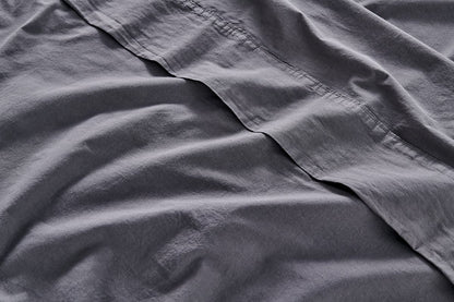 Brosa Sydney Stonewash Cotton Bed Sheet Set (Double, Castlerock Charcoal)