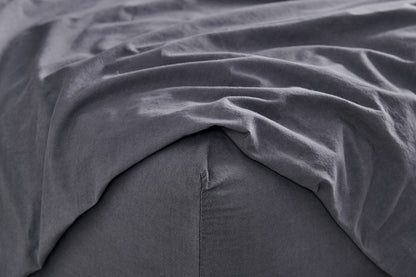 Brosa Sydney Stonewash Cotton Bed Sheet Set (Double, Castlerock Charcoal)