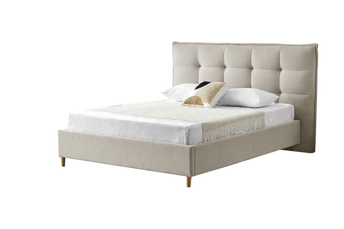 Brosa Tufted Cloud Wide Bed Frame (Queen, Natural)
