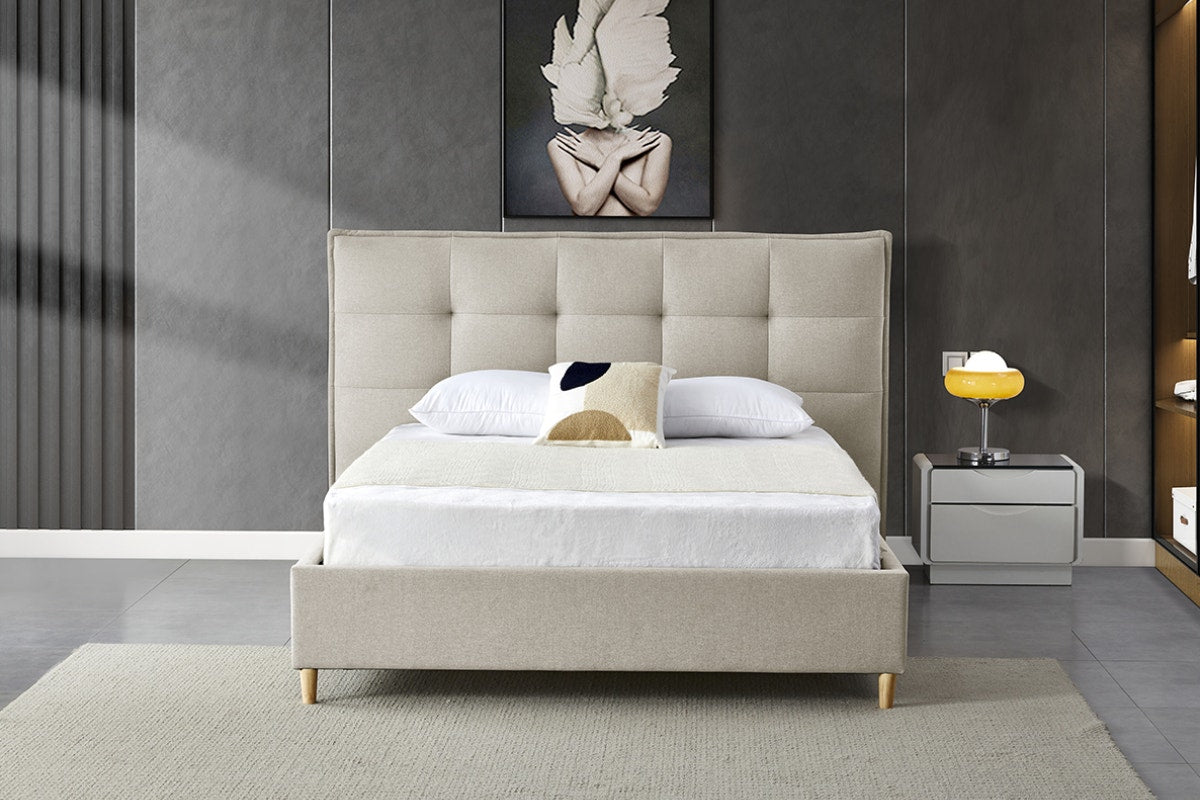 Brosa Tufted Cloud Wide Bed Frame (Queen, Natural)