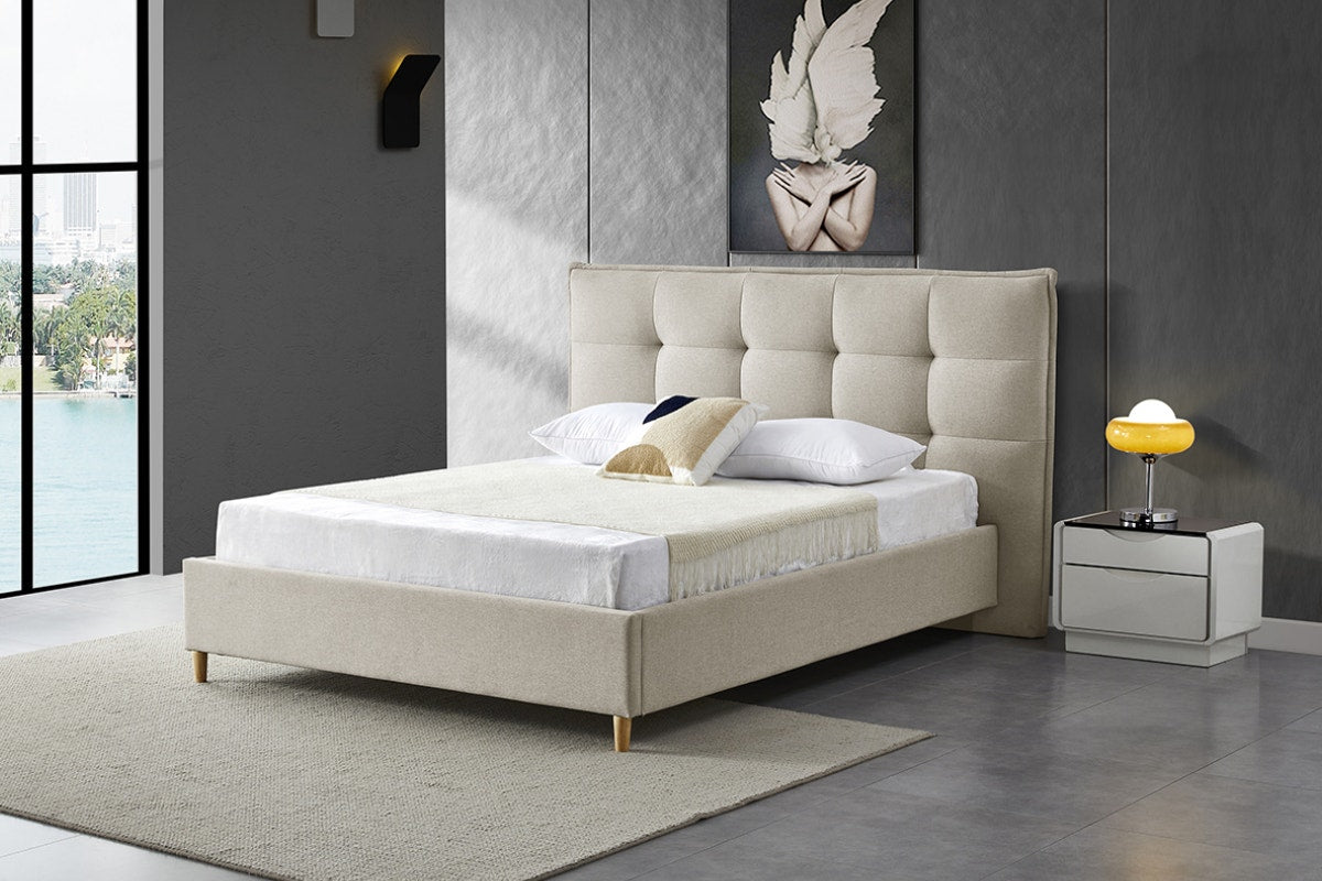 Brosa Tufted Cloud Wide Bed Frame (Queen, Natural)
