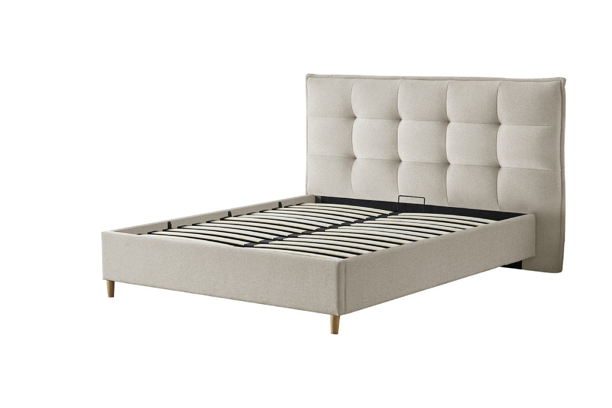 Brosa Tufted Cloud Wide Bed Frame (Queen, Natural)