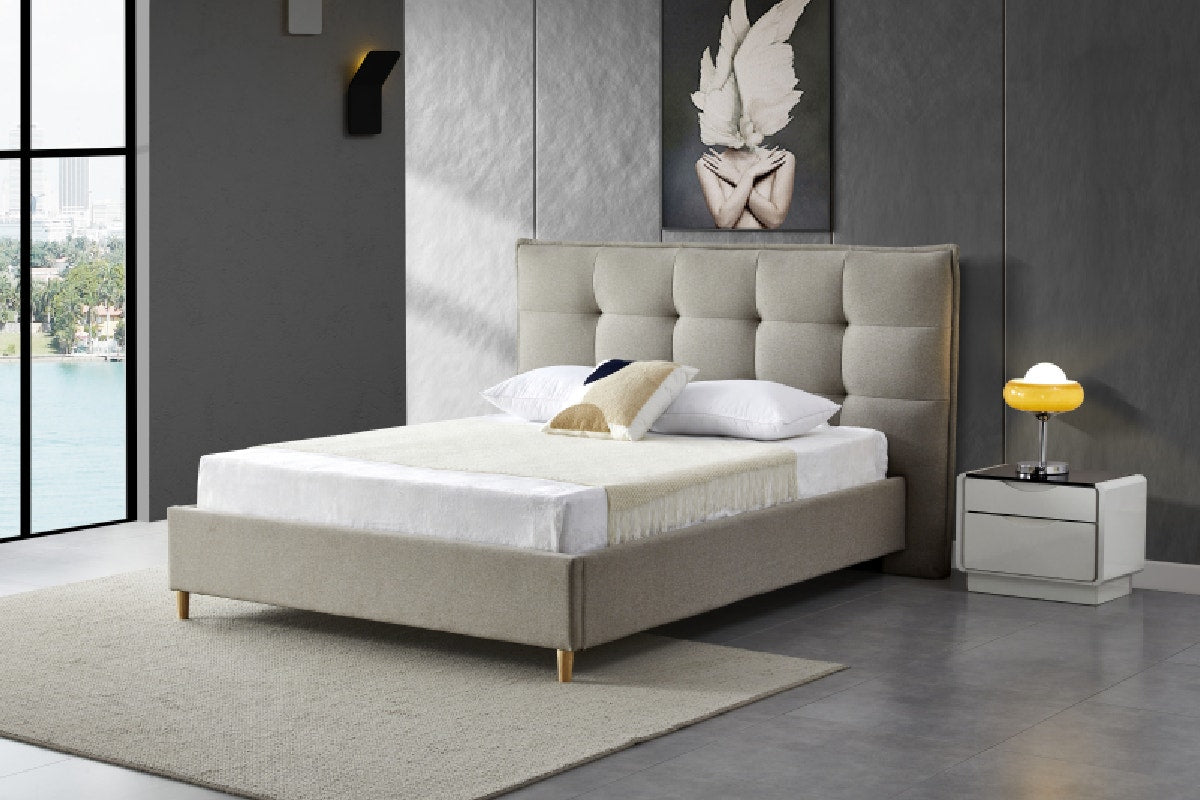 Brosa Tufted Cloud Wide Bed Frame (Double, Natural)