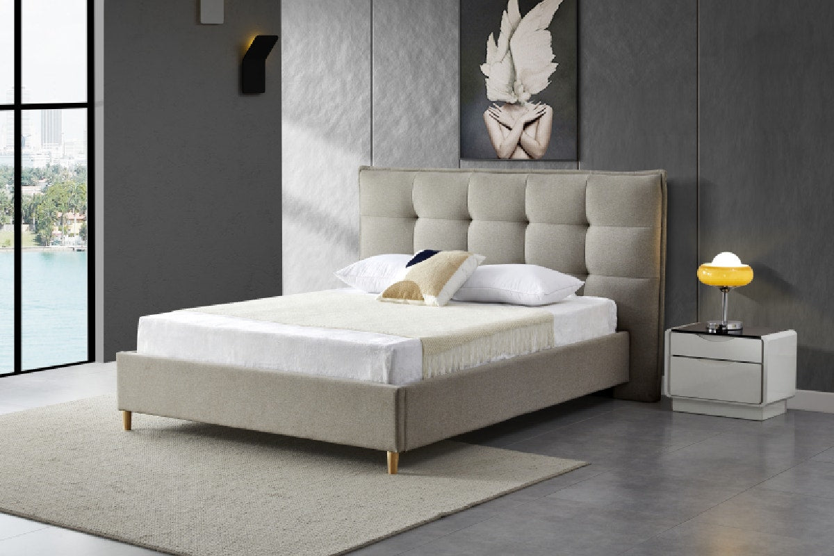 Brosa Tufted Cloud Wide Bed Frame (Queen, Natural)