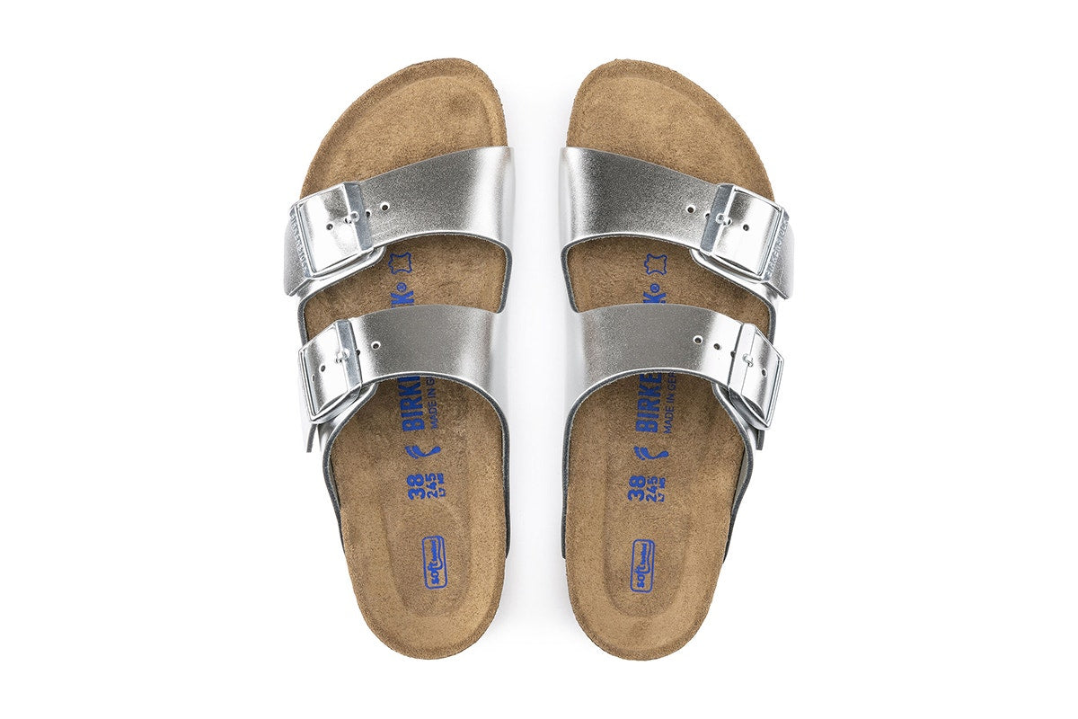 Birkenstock Women's Arizona Birko-Flor Sandals - Silver; Size 40 EU