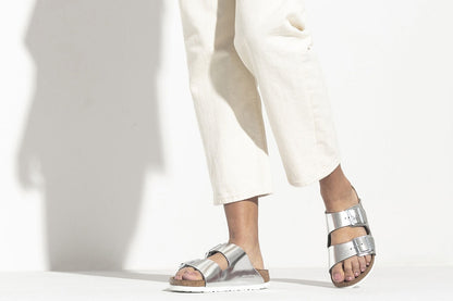 Birkenstock Women's Arizona Birko-Flor Sandals - Silver; Size 40 EU