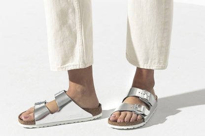 Birkenstock Women's Arizona Birko-Flor Sandals - Silver; Size 40 EU