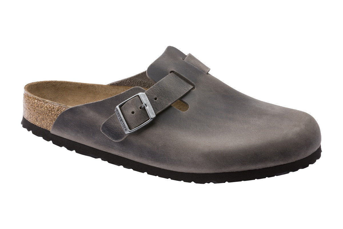 Birkenstock Boston Oiled Leather Soft Footbed Regular Fit Clog (Iron Size 39 EU)