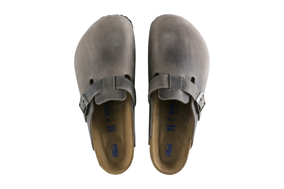 Birkenstock Boston Oiled Leather Soft Footbed Regular Fit Clog (Iron Size 39 EU)