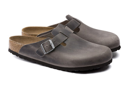 Birkenstock Boston Oiled Leather Soft Footbed Regular Fit Clog (Iron Size 39 EU)