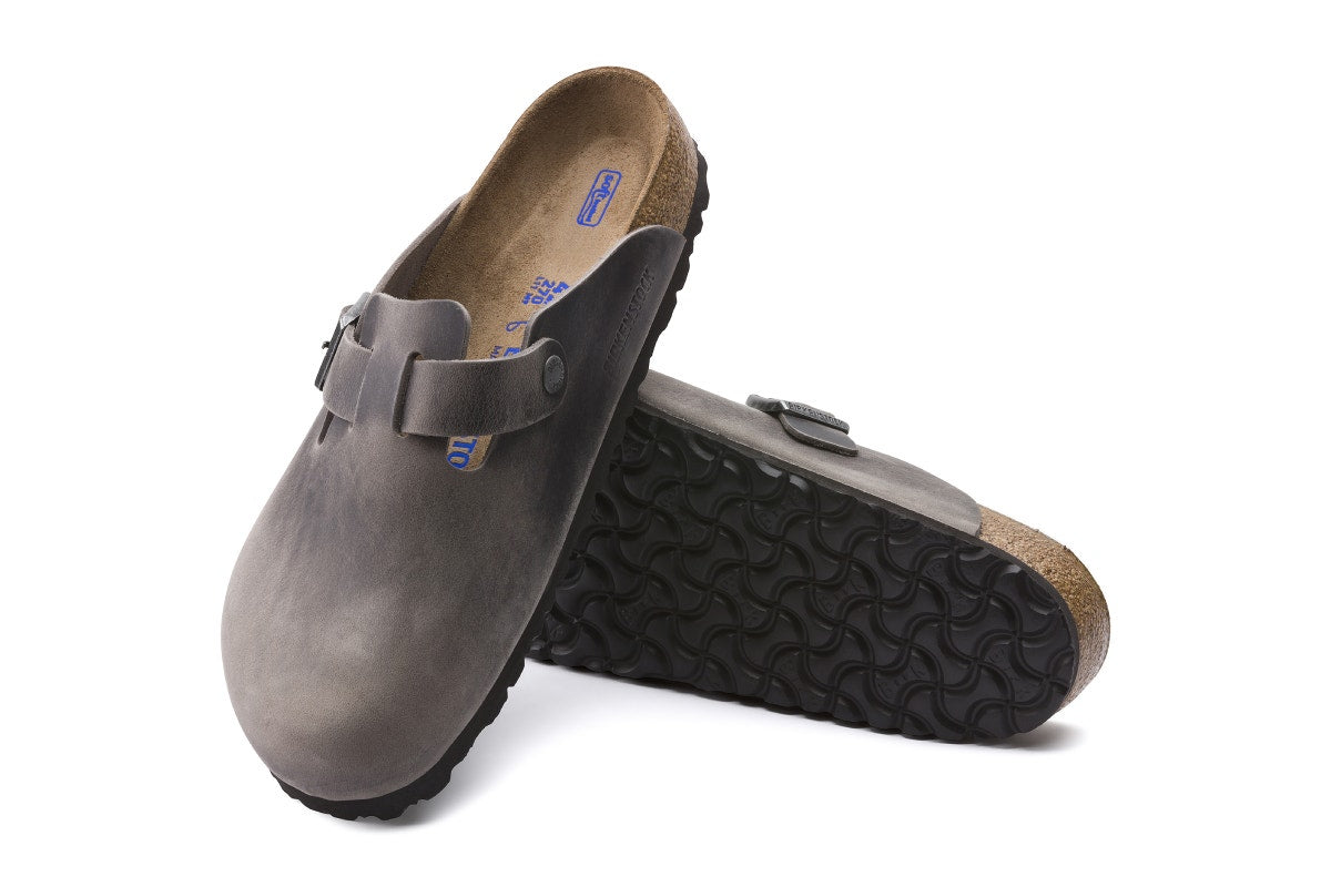 Birkenstock Boston Oiled Leather Soft Footbed Regular Fit Clog (Iron Size 39 EU)
