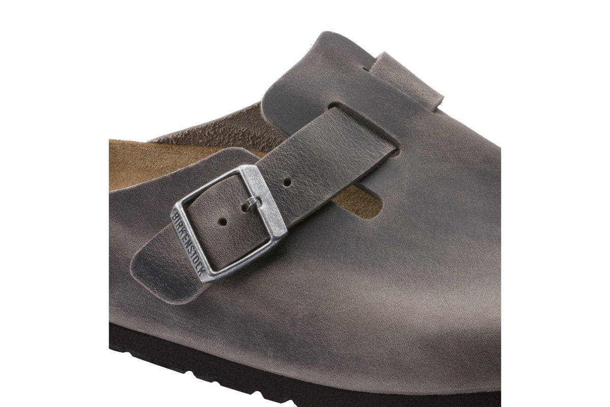 Birkenstock Boston Oiled Leather Soft Footbed Regular Fit Clog (Iron Size 39 EU)
