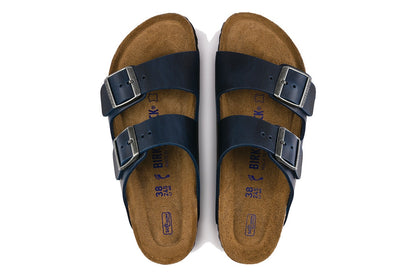 Birkenstock Men's Arizona Oiled Leather Soft Footbed Sandals - Blue; Size 44 EU