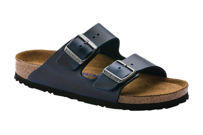Birkenstock Men's Arizona Oiled Leather Soft Footbed Sandals - Blue; Size 44 EU