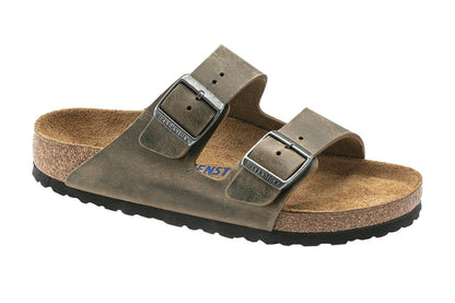 Birkenstock Men's Arizona Oiled Leather Soft Footbed Sandals  - Faded Khaki, Size 42 EU 
