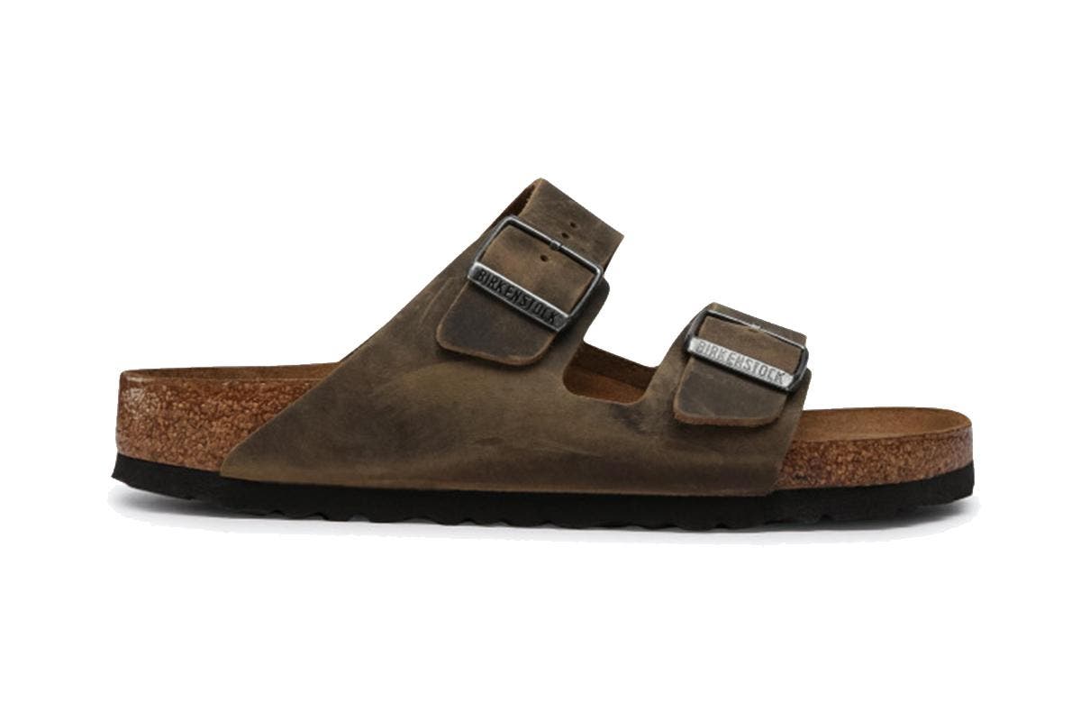 Birkenstock Unisex Arizona Oiled Leather Soft Footbed Sandals (Faded Khaki, Size 37 EU)