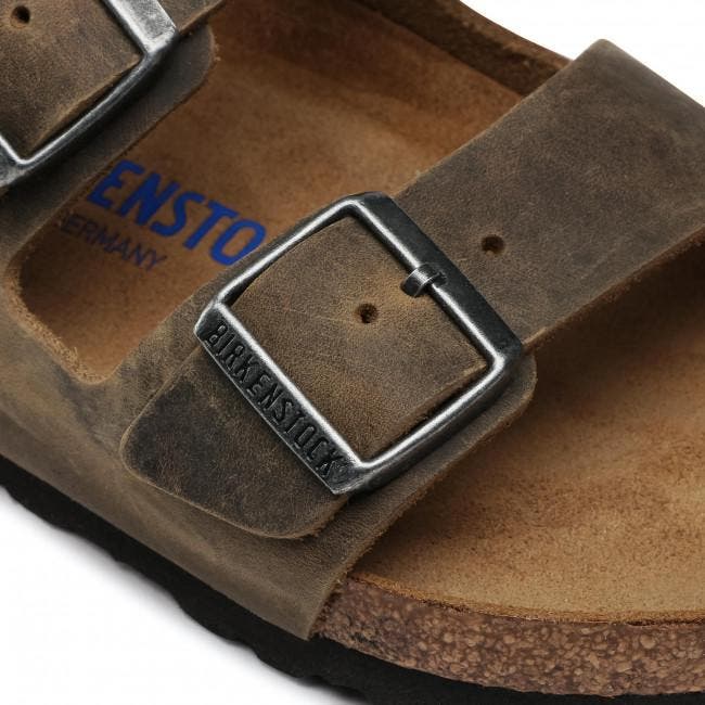 Birkenstock Unisex Arizona Oiled Leather Soft Footbed Sandals (Faded Khaki, Size 37 EU)