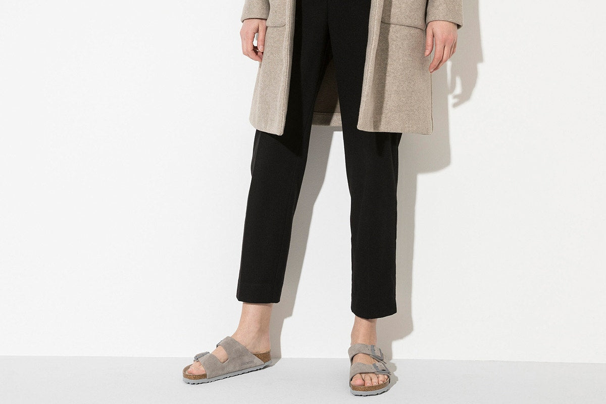 Birkenstock Arizona Suede Leather SFB Sandal - Stone Coin; Size 39 EU