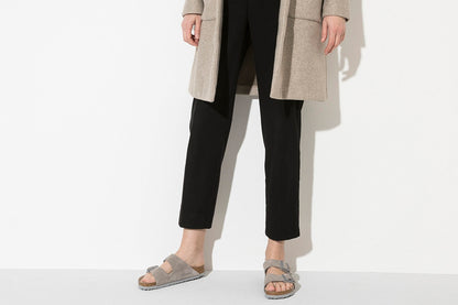 Birkenstock Arizona Suede Leather SFB Sandal - Stone Coin; Size 39 EU