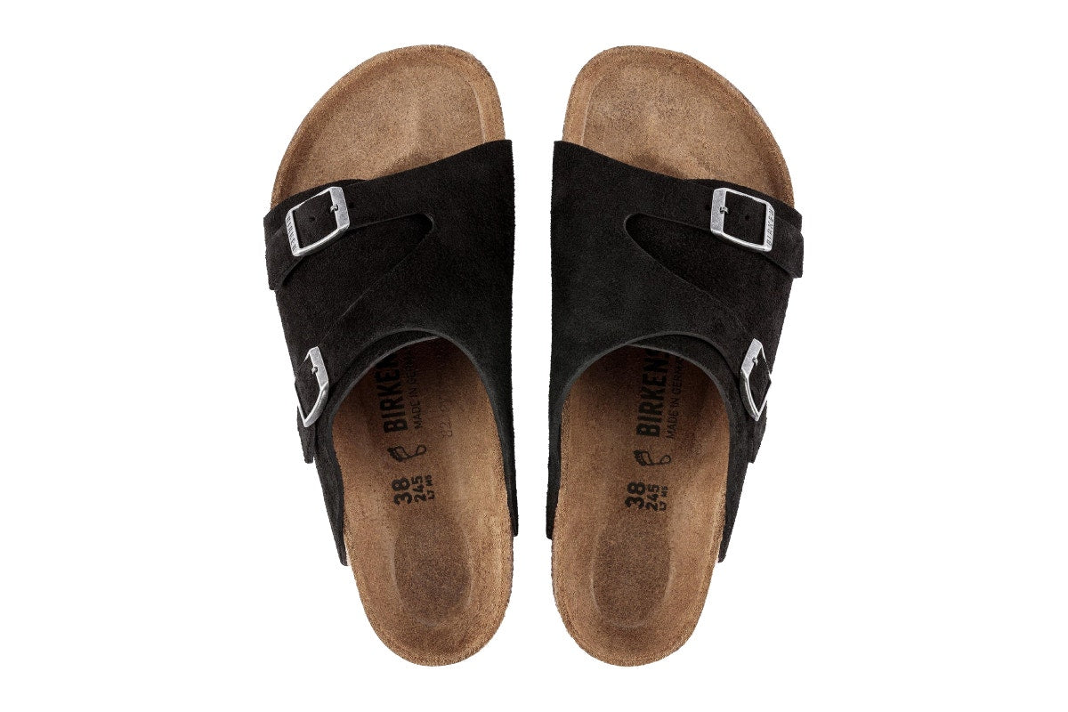 Birkenstock Zurich Suede Leather Sandals (Black; Size 45 EU)