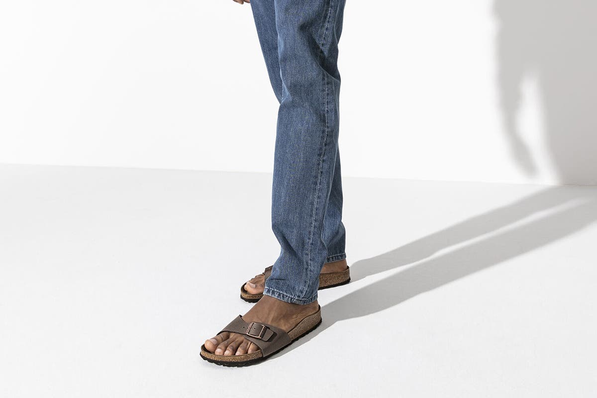 Birkenstock Men's Madrid Birkibuc Narrow Fit Sandals (Mocca; Size 41 EU)