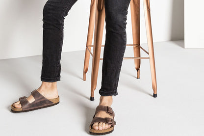 Birkenstock Arizona Oiled Leather Softbed Narrow Fit Sandal - Habana; Size 41 EU