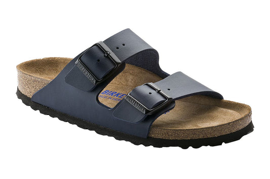 Birkenstock Unisex Arizona Birko-Flor Soft Footbed Narrow Fit Sandals (Blue, Size 43 EU)