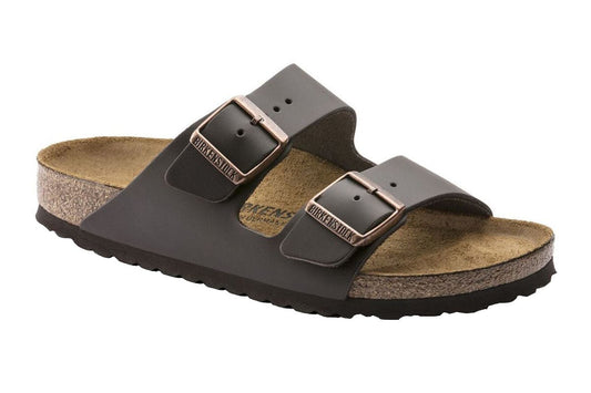 Birkenstock Arizona Natural Leather Narrow Fit Sandal (Dark Brown, Size 50 EU)