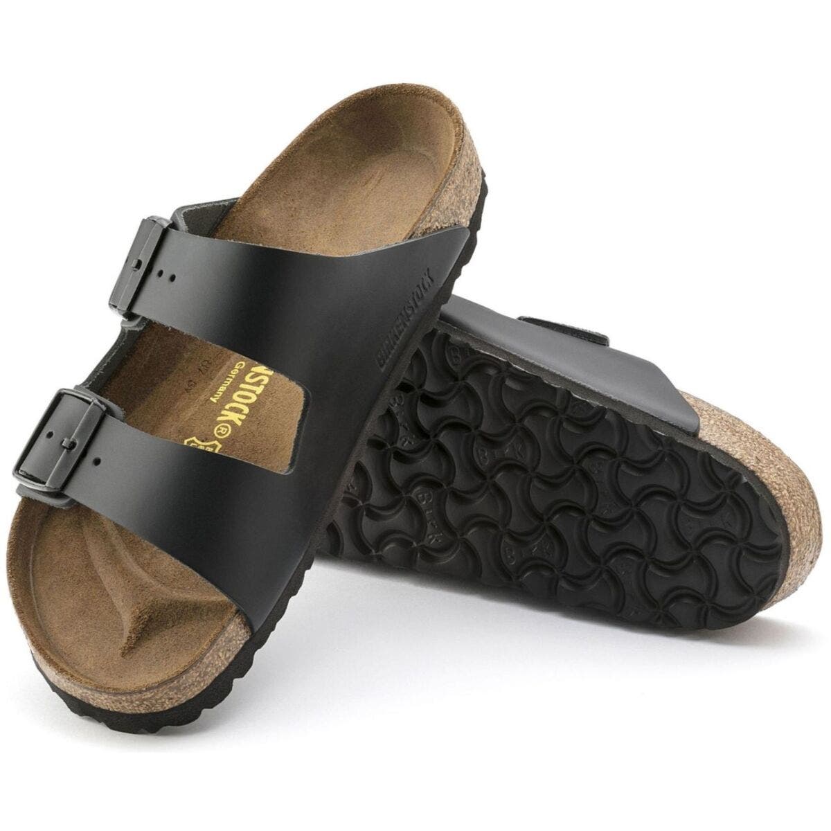 Birkenstock Unisex Arizona Leather Narrow Fit Sandals (Black, Size 44 EU)