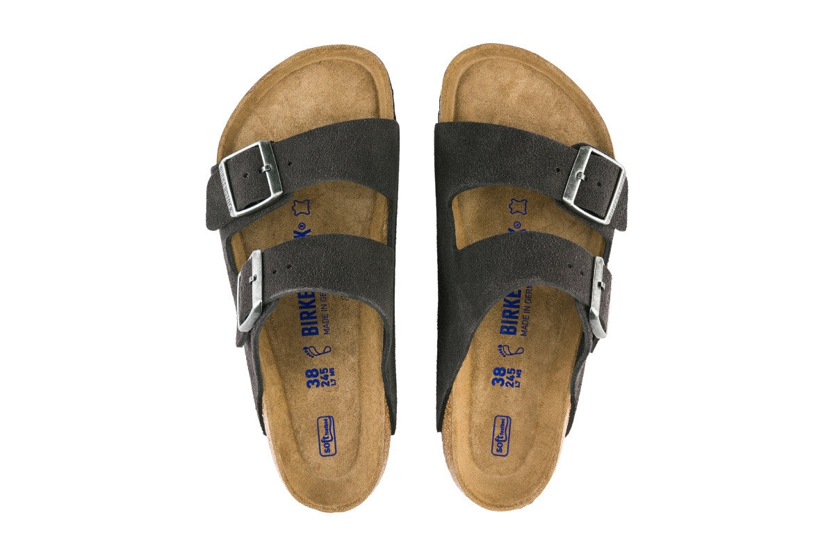 Birkenstock Arizona Suede Leather SFB Sandal (Velvet Grey, Size 37 EU)
