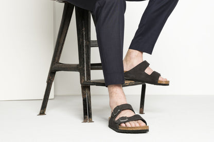 Birkenstock Arizona Suede Leather SFB Sandal (Velvet Grey, Size 37 EU)